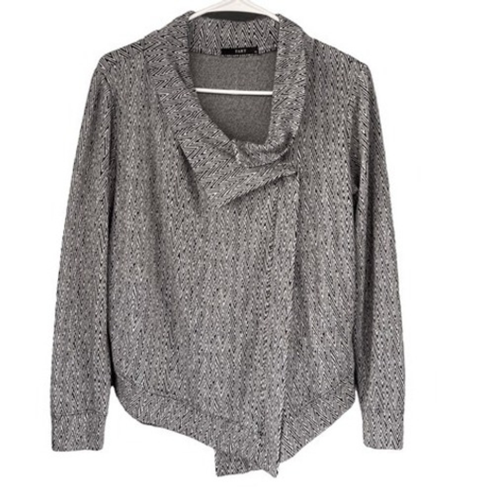T4 Tart Cardigan XS Black White  Chevron‎ Asymmetrical Y2K Vintage
